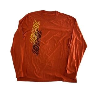 Vintage Y2K Crazy Shirt Men's Large Orange Tribal Jnco Style Dragon 2000s Grunge